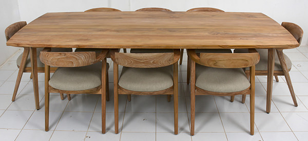 Danish design teak wood dining set with white washed stain
