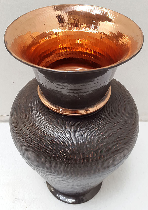 hand hammered copper vase