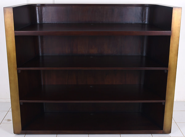 mahogany hostess table with open racks