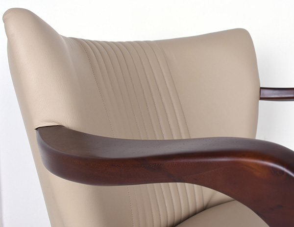 teak and leather mid-century armchair