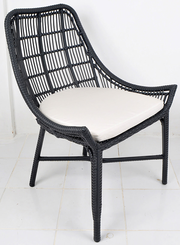 Aluminium and black synthetic rattan furniture