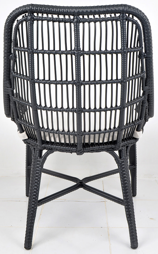 Aluminium and black synthetic rattan furniture with weatherproof cushion