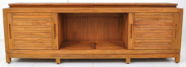 four doors teak Danish cabinet with traditional wood working