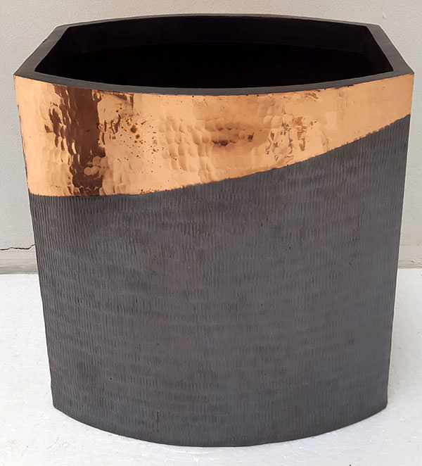 black and pink square copper vase