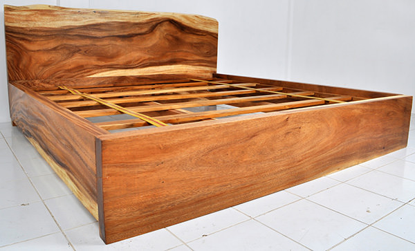 raw wooden slabs bed