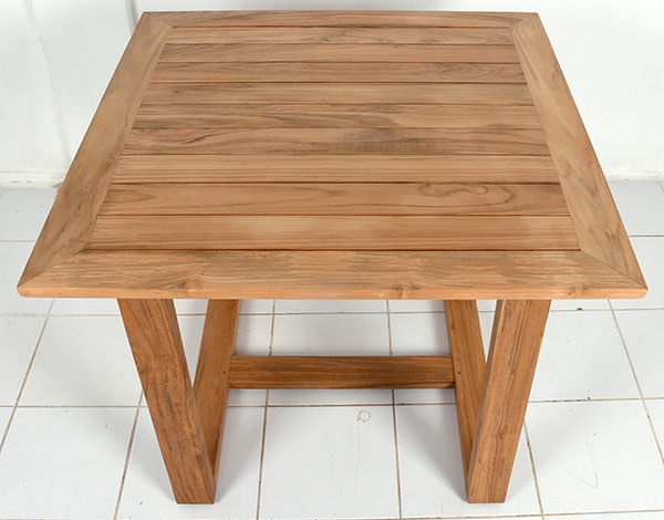 Scandinavian outdoor solid teak table with natural color
