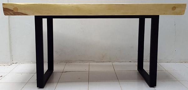 solid rain tree console with iron legs