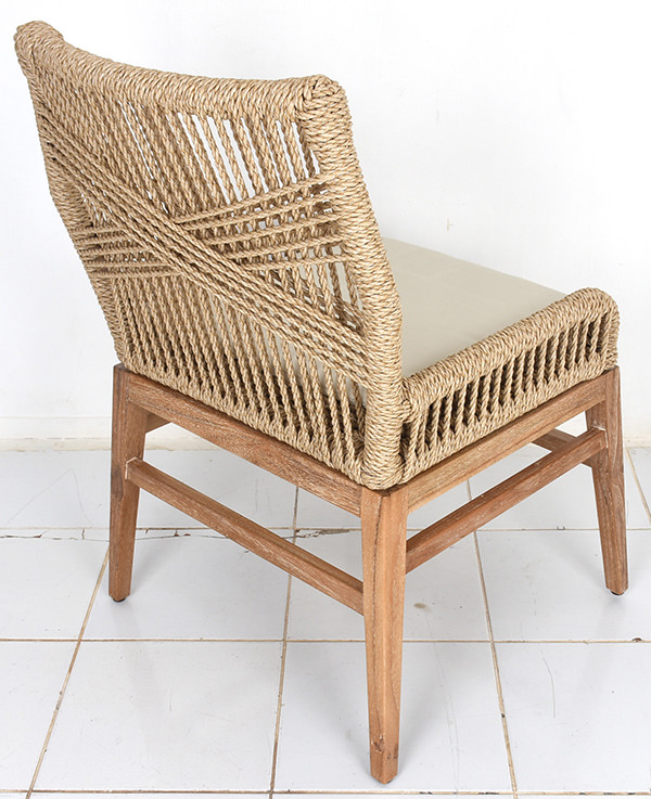 teak and synthetic rattan outdoor chair