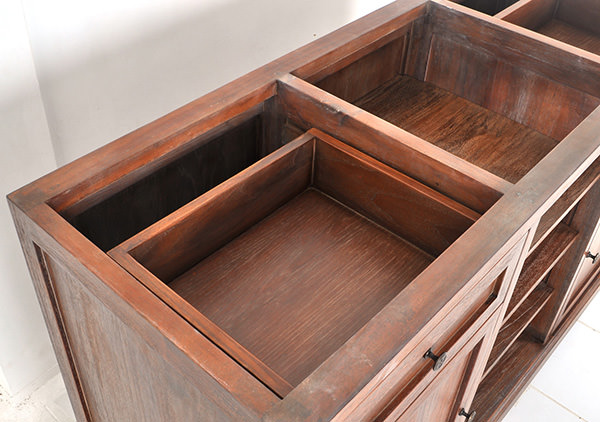 mahogany restaurant waiter station with classic wood finish