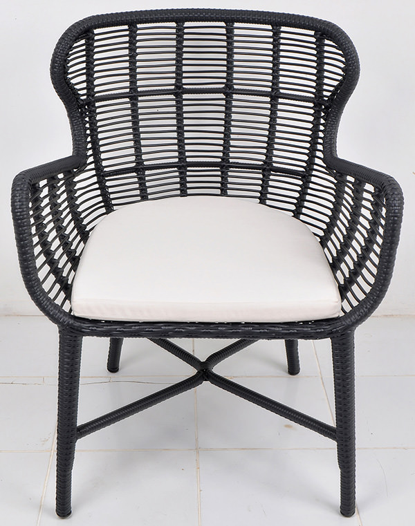 Black weaving Scandinavian armchair with an aluminium frame