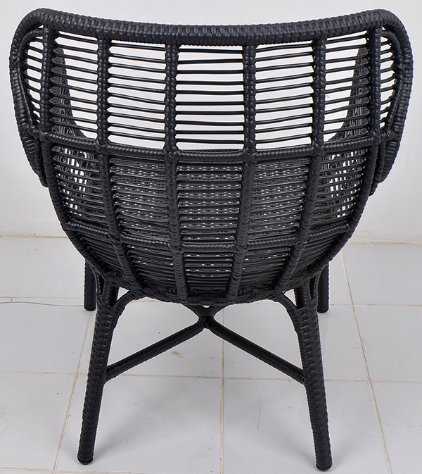 Black weaving armchair with an aluminium frame