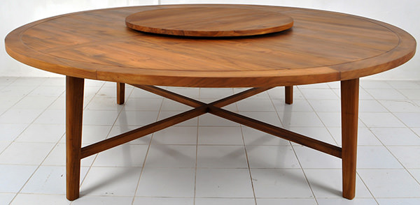 teak dining table with lazy susan