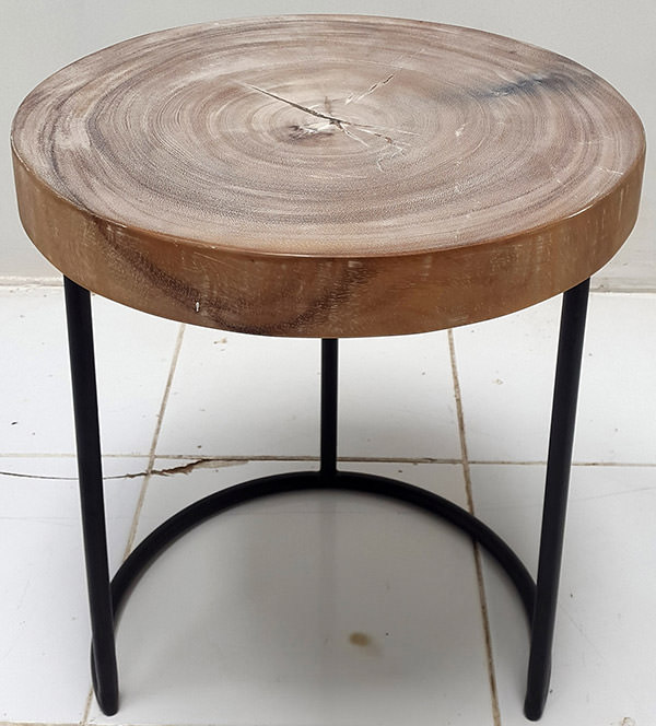 round stool with iron legs