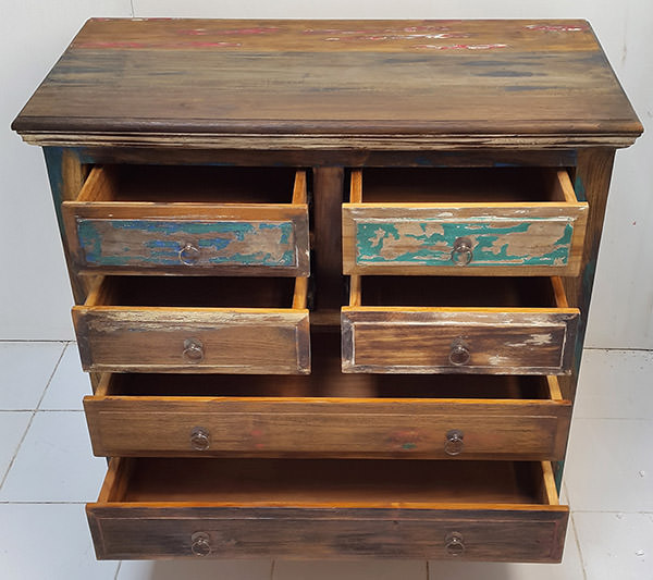 vintage cabinet with 4 small drawers and 2 large drawers