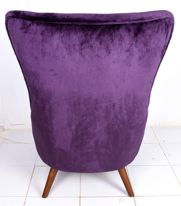 Purple velvet Tom Dixon custom-made armchair manufacturer