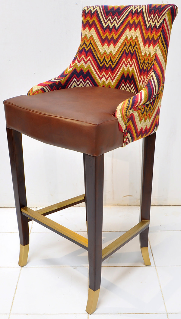 Peruvian restaurant bar seat with pattern fabric