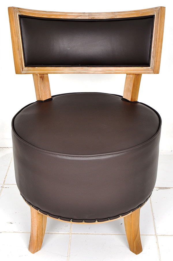 wood and leather lounge chair