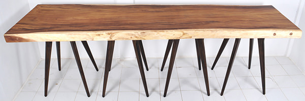 solid slab wood communal dining table