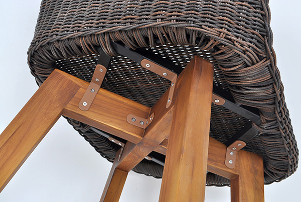 Solid teak and rattan