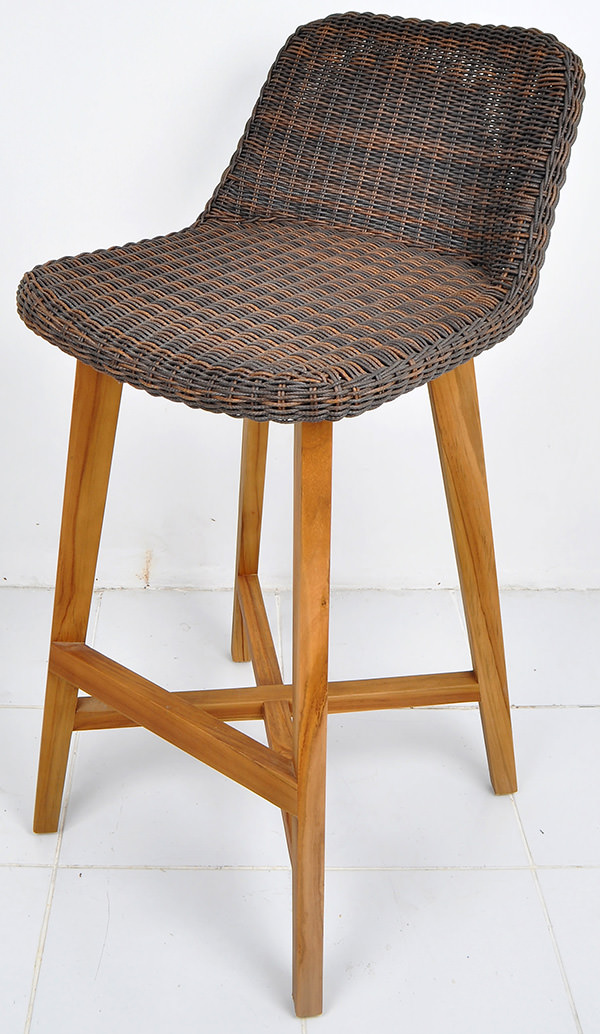 Danish design teak and rattan bar stool