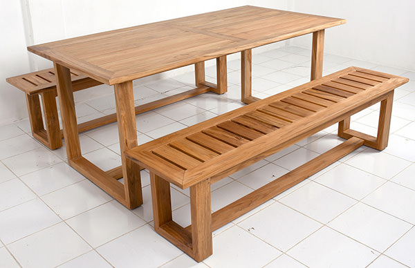 dining table and two benches