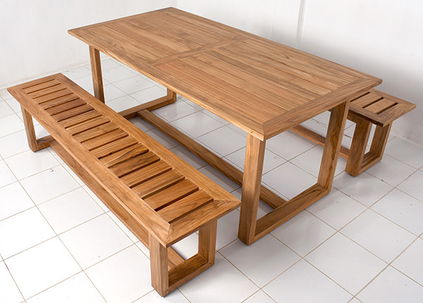 restaurant dining table and two benches