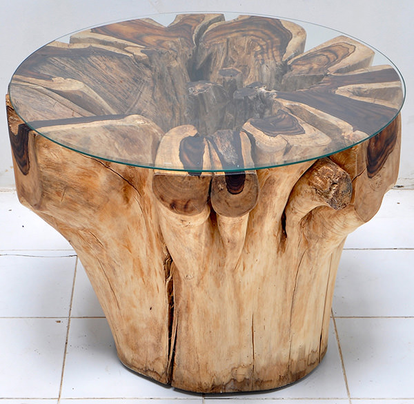 root table without lamination and with a glass top