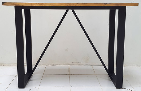 teak boar wood console table with iron legs