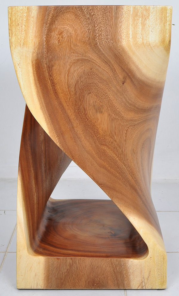 suar wooden twisted stool with natural color