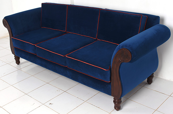 blue velvet restaurant lounge couch