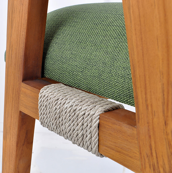 teak, rope and linen