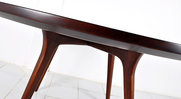 solid mahogany round restaurant table with Danish design
