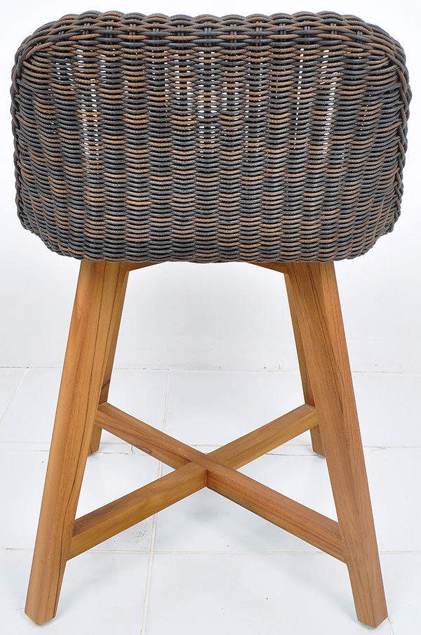 Outdoor synthetic rattan and solid teak chair