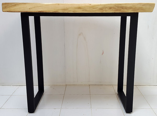 high solid rain tree console with black iron legs