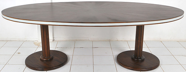 restaurant oval table with 2 wooden legs