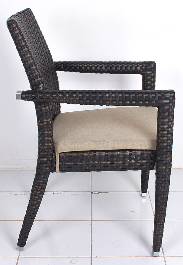 synthetic rattan stacking restaurant chair with seat cushion