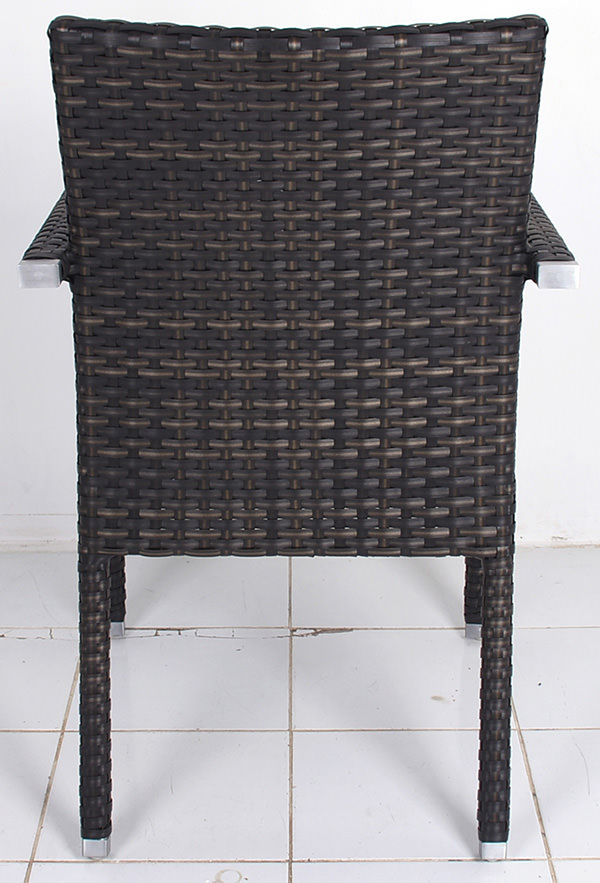synthetic rattan stacking restaurant chair with seat cushion and steel fittings