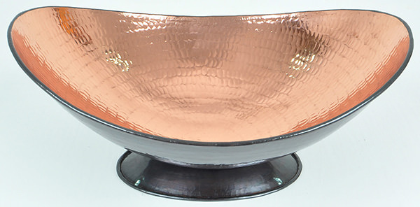 copper fruit plate with hand hammered pattern