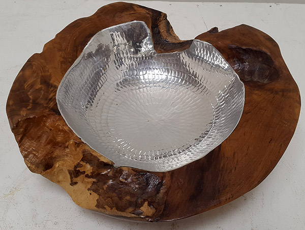 teak and aluminium fruit plate