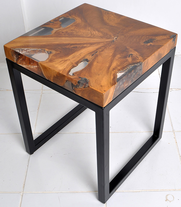 teak resin and iron coffee table