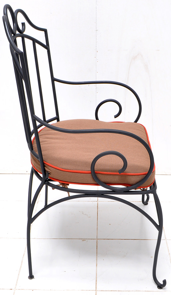 outdoor black iron armchair