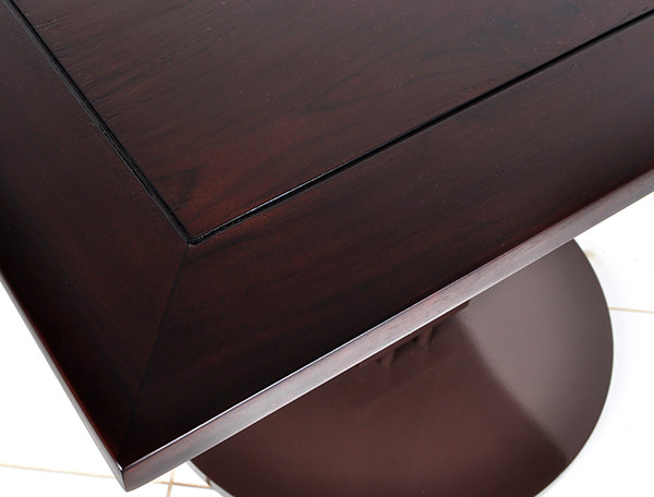 solid teak and stainless steel table with glossy powder coating paint finish