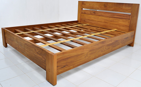 solid teak minimalist bed