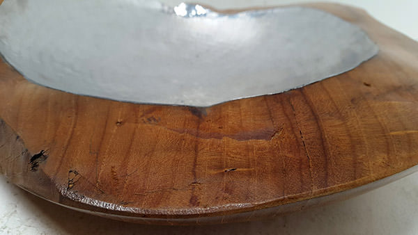 teak bowl with aluminium insert