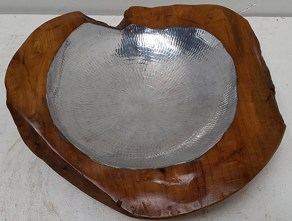 teak root and aluminium fruit plate