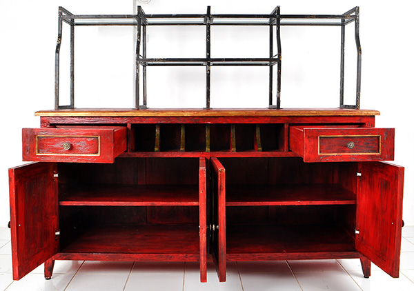 bespoke wooden waiter station with iron rack