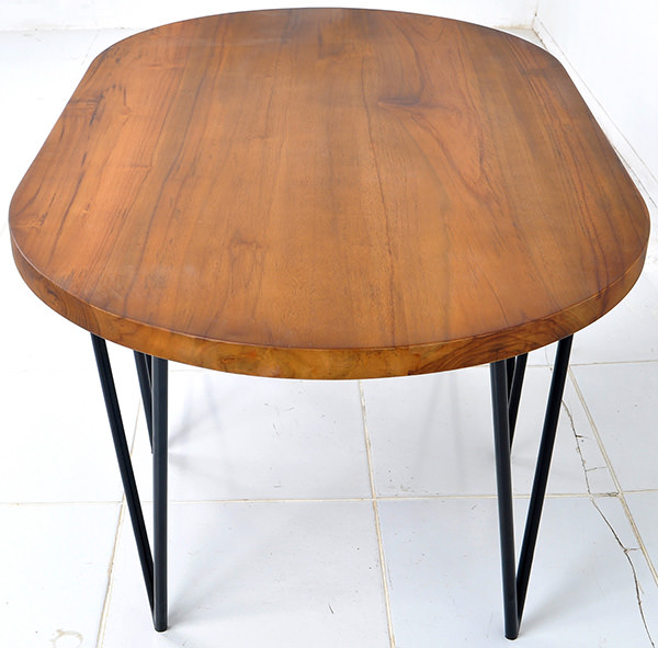 natural teak oval table