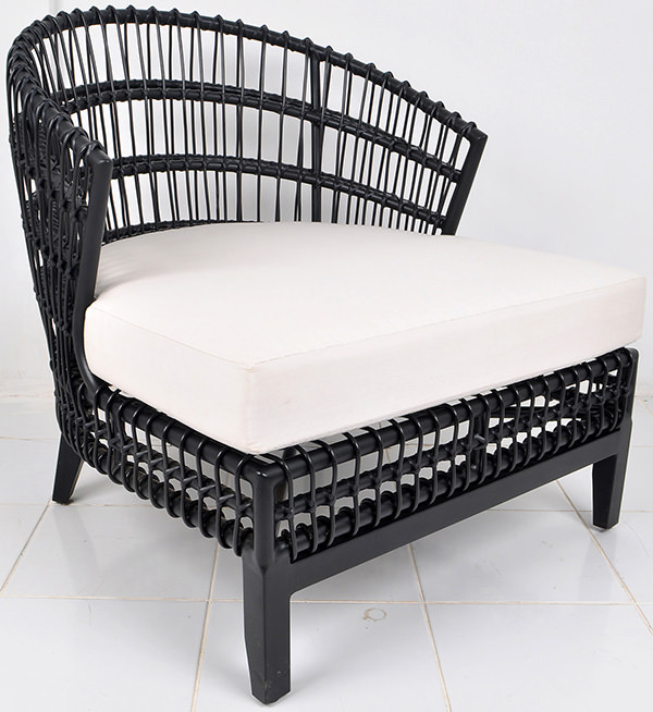 Danish aluminium and synthetic rattan garden lounge chair