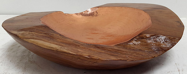 teak bowl with copper insert