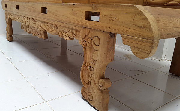 handmade carved teak bench